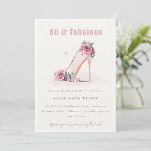 Invitation Soft 60 Fabuleux Blush High Heels Floral Anniversa (Debout devant)