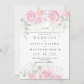 Invitation Soft and Elegant Blush Pink Roses Wedding (Devant)