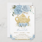 Invitation Soft Baby Blue Floral Fête des mariées High Tea Pa (Devant)