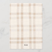 Invitation Soft beige brown bow tartan plaid wedding (Dos)