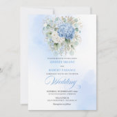 Invitation Soft Blue Bohemian Hydrangea Eucalyptus Wedding  (Devant)