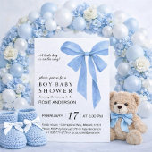 Invitation Soft Blue Bow Boy Baby Shower