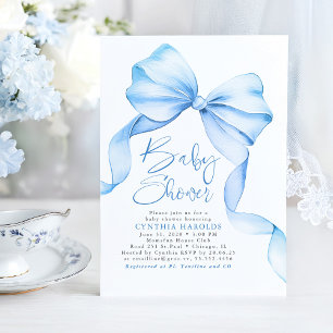 Invitation Soft Blue Bow mignon Baby shower bébé garçon