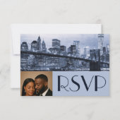 Invitation Soft Blue Brooklyn Bridge Wedding RSVP (Devant)