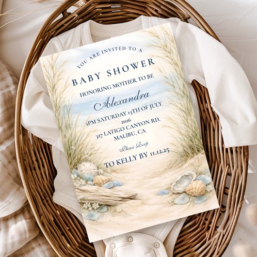 Invitation Soft Blue Coastal Baby Shower
