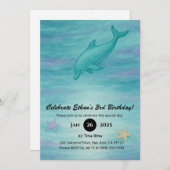Invitation Soft Blue Dolphin & Starfish Ocean Birthday  (Devant / Derrière)
