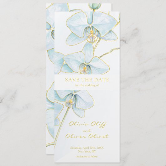 Invitation Soft Blue Orchid Enregistrer la date (Devant / Derrière)