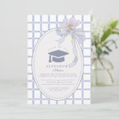 Invitation Soft Blue Ribbon Graduation (Debout devant)