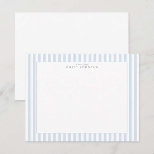 Invitation Soft Blue Striped Note Card (Devant / Derrière)