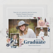 Invitation Soft Blue Trois Photo Fête de Graduation tendance (Devant / Derrière)