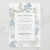 Invitation Soft Blue Watercolor Floral Bridesmaid Proposal (Devant)