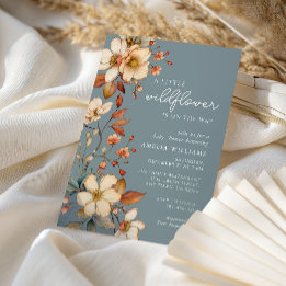 Invitation Soft Blue Wildflower Baby Shower Elegant Script