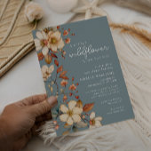 Invitation Soft Blue Wildflower Baby Shower Elegant Script