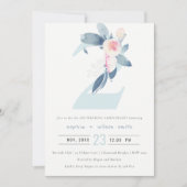 INVITATION SOFT BLUSH BLEU FLORAL 2E TOUTE ANNÉE ANNIVERSAIRE (Devant)