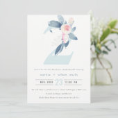 INVITATION SOFT BLUSH BLEU FLORAL 2E TOUTE ANNÉE ANNIVERSAIRE (Debout devant)