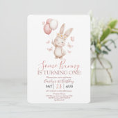 Invitation Soft Blush Bunny First Birthday (Debout devant)