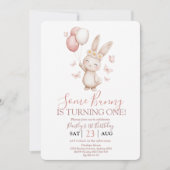 Invitation Soft Blush Bunny First Birthday (Devant)