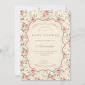 Invitation Soft Blush Floral Heirloom Baby Shower (Devant)