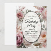 Invitation Soft Blush Floral Peony et Rose Serenade (Devant / Derrière)