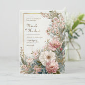 Invitation Soft Blush Ivory Floral Romantic Botanical Wedding (Debout devant)
