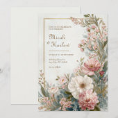 Invitation Soft Blush Ivory Floral Romantic Botanical Wedding (Devant / Derrière)