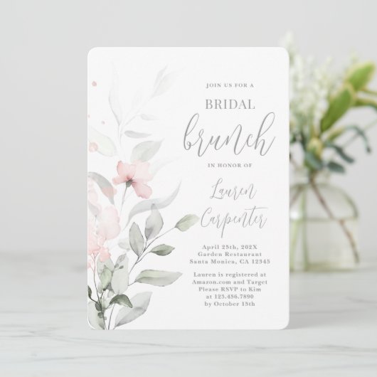 Invitation Soft Blush Rose Bridal Douche (Debout devant)