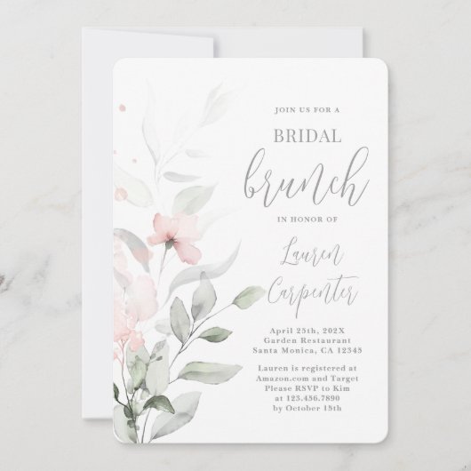 Invitation Soft Blush Rose Bridal Douche (Devant)