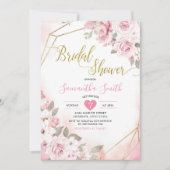 Invitation Soft Blush Rose Bridal Douche (Devant)