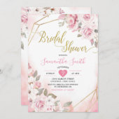 Invitation Soft Blush Rose Bridal Douche (Devant / Derrière)