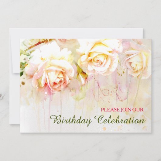 Invitation Soft Blush Rose Floral fête d'anniversaire (Devant)