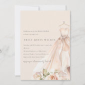 Invitation Soft Blush Rose Floral robe de mariée Fête des mar (Devant)