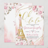 Invitation Soft Blush Rose Rose Fête des mariées Paris Invita (Devant / Derrière)