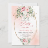 Invitation Soft Bohemian Blush Floral Gold Baby Shower Invite (Devant)