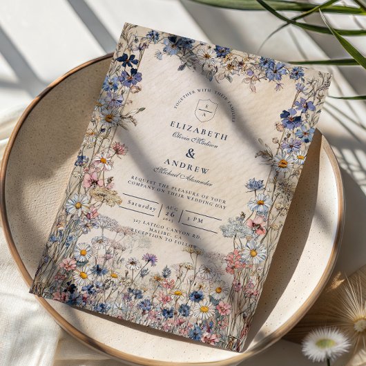 Invitation Soft Bohemian Floral Meadow Wedding
