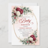 Invitation Soft Boho Marsala Peony Baby Shower Invite (Devant)
