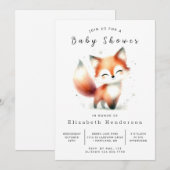 Invitation Soft Boho Style Fox Baby shower (Devant / Derrière)