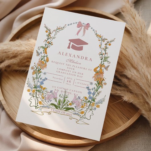 Invitation Soft Botanical Wreath Graduation