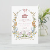 Invitation Soft Botanical Wreath Graduation (Debout devant)