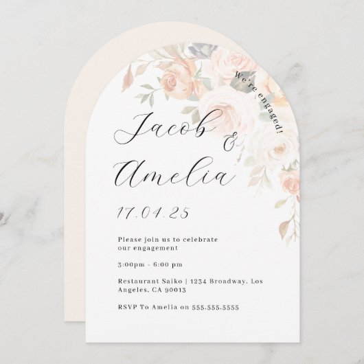 Invitation Soft Burange Floral Arch Party (Devant / Derrière)