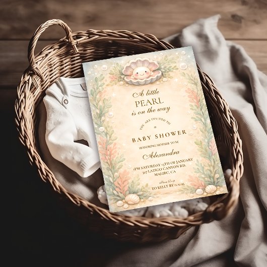 Invitation Soft Coastal Pearl Storybook Baby Shower