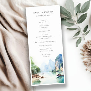 Invitation Soft Coastal Thailand Seascape Wedding Program
