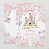 Invitation Soft Coquette Butterflies Royal seveness Birthday  (Devant / Derrière)