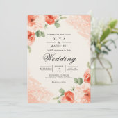 Invitation Soft Coral Floral Accent Wedding (Debout devant)