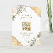 Invitation Soft Cream Roses Gold Lace QR Code Wedding (Dos)