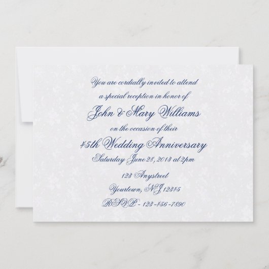 Invitation Soft Damask 45e anniversaire Mariage 5x7 Invitatio (Dos)