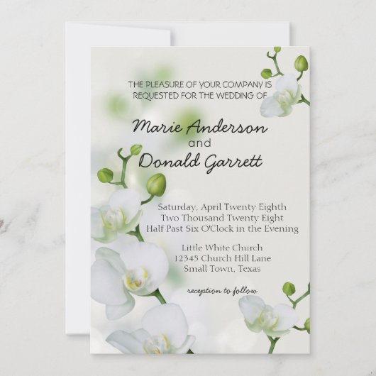 Invitation Soft Elegant Mariage Orchidée (Devant)