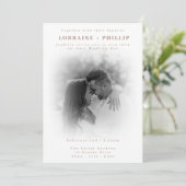Invitation Soft Fade noir et blanc mariage photo romantique (Debout devant)