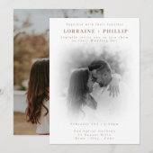 Invitation Soft Fade noir et blanc mariage photo romantique (Devant / Derrière)