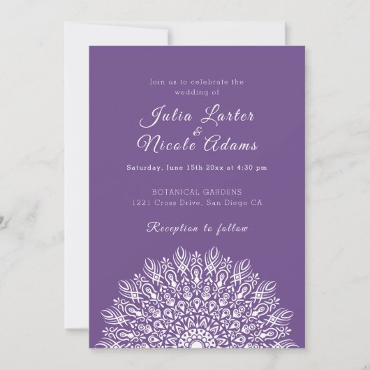 Invitation Soft Feather Dry Pampas Grass Mandala Wedding (Devant)