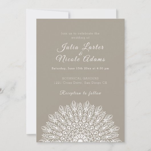 Invitation Soft Feather Dry Pampas Grass Mandala Wedding (Devant)